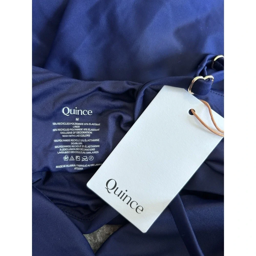NWT Quince Deep Navy Italian Cut Out One-Piece Swimsuit Size Medium